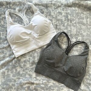 Pro-Fit Seamless Sports Bras (2pk) Gray and White